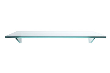 Minimalist modern glass shelf with clean lines ideal for interior decor or display isolated on a transparent background