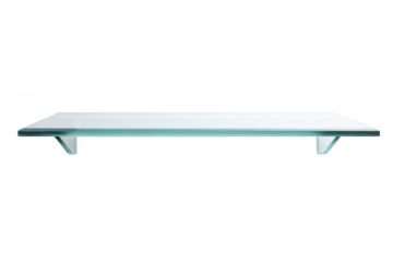 Minimalist modern glass shelf with clean lines ideal for interior decor or display isolated on a transparent background