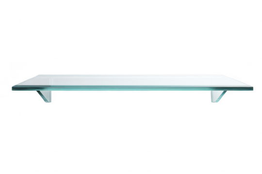 Minimalist modern glass shelf with clean lines ideal for interior decor or display isolated on a transparent background