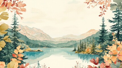 Tranquil Autumn Landscape with Vibrant Leaves and Calm Lake