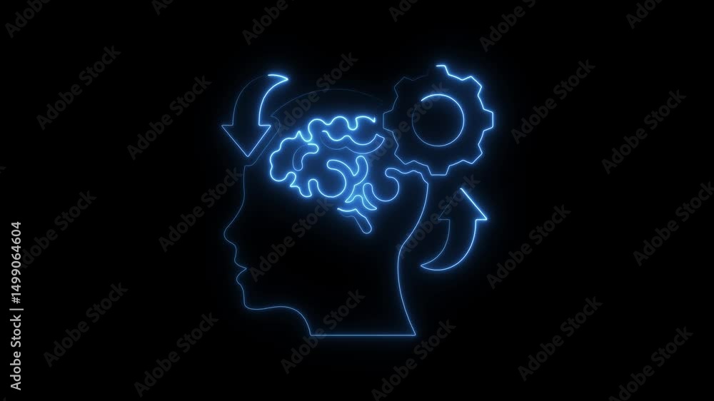 Poster abstract illustration of brain function and mental process symbolizing cognitive development and inn