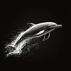 Dolphin leaping through water splashes