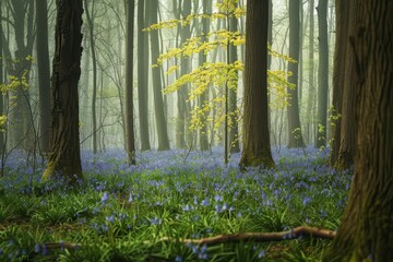 misty morning in the forest
