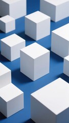 Obraz premium White Cubes on Blue Background