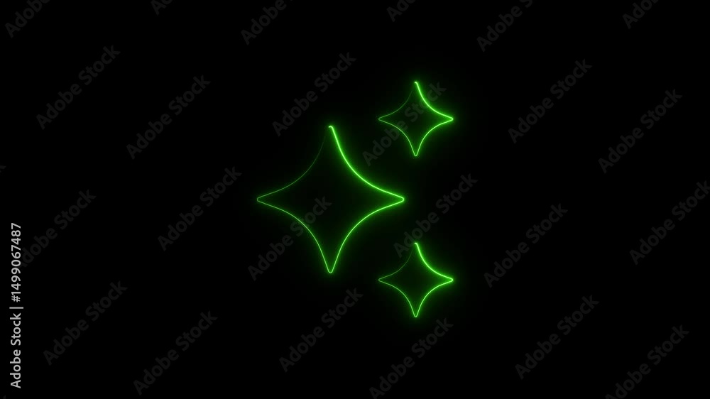 Poster animated green neon sparkle elements on a black background abstract motion graphics