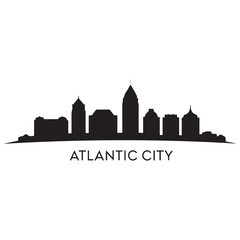 Atlantic city skyline silhouette. Black Arlington city design Vector black silhouette. with white background © firoz