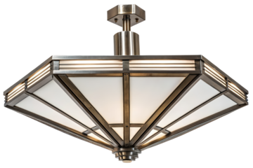 Elegant ceiling lamp with a geometric design for modern decor isolated with transparent background