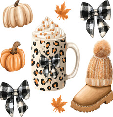 Retro Fall Basics &ndash; Vintage Autumn Adobe Illustration Artwork for Seasonal Design Projects