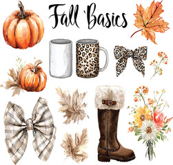 Retro Fall Basics &ndash; Vintage Autumn Adobe Illustration Artwork for Seasonal Design Projects