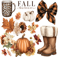 Retro Fall Basics &ndash; Vintage Autumn Adobe Illustration Artwork for Seasonal Design Projects