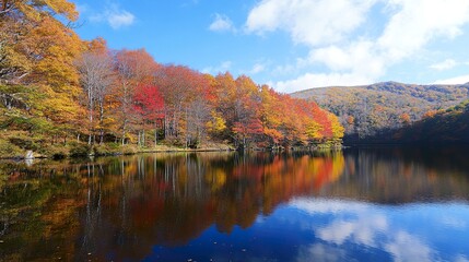 autumn landscape with lake and trees