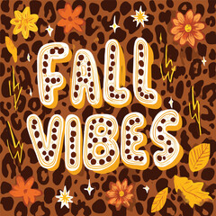 Fall Vibes Adobe Illustration art work&ndash; Bold Autumn Typography Sublimation Design for Shirts, Mugs, and Decor