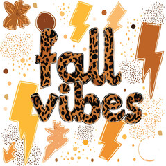 Fall Vibes Adobe Illustration art work&ndash; Bold Autumn Typography Sublimation Design for Shirts, Mugs, and Decor