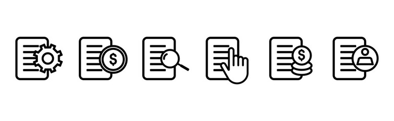 Document Web Icon Set in Line Style. Collection of File Linear Icons, Including files, format, image, text, papers, folder, certificate, invoice, share, folder, management and More. Editable Stroke