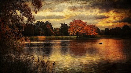 autumn landscape with lake