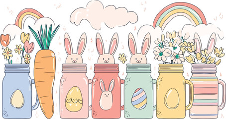 Retro Obsessive Cup Disorder Adobe Illustration &ndash; Funny Easter Coffee Sublimation Design