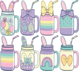 Retro Obsessive Cup Disorder Adobe Illustration &ndash; Funny Easter Coffee Sublimation Design