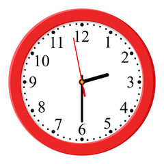 Red Clock icon design on a light background, flat style. Time icon. 02:30 o'clock. Circle badge, symbol, clock sign for website design. 