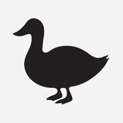 Black Silhouette Duck Illustration and Graphic Art