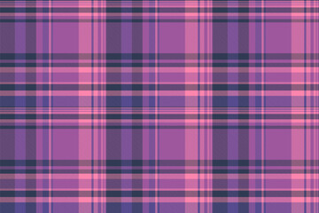 Womens fashion background pattern vector, row fabric seamless textile. Artistic tartan plaid check texture in magenta and blue colors.