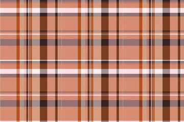 Masculine pattern plaid tartan, scratched textile texture background. Nyc fabric vector check seamless in orange and light colors.