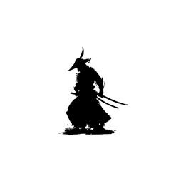 Samurai Warrior Silhouette - Katana Sword Vector Art 
