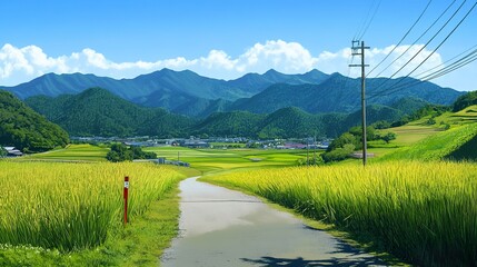 mountain landscape with river and mountains