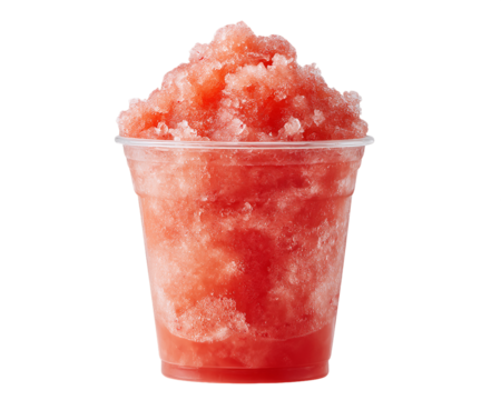 Red Slushy Drink in Clear Plastic Cup, PNG