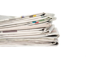 Pile of generic newspapers isolated on white background PNG