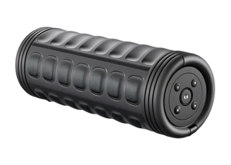 a vibrating foam roller in matte black high tech  isolated on white background PNG