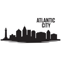 Atlantic city skyline silhouette. Black Arlington city design Vector black silhouette. with white background © firoz