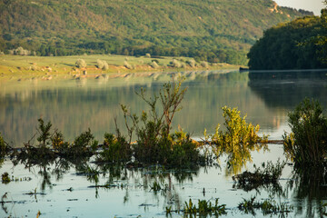 Beautiful nature landscape from the Republic of Moldova in summer. Rural village life in Eastern Europe