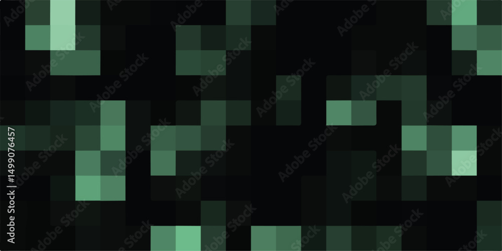 Poster abstract luxury green background of cubes or boxes, random scaled black cube boxes block pattern. mi