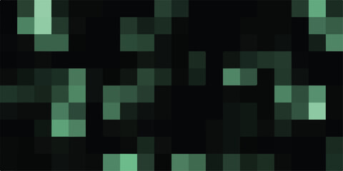 Abstract luxury green background of cubes or boxes, Random scaled black cube boxes block pattern. Minimalistic idea of modern design with abstract geometric background.