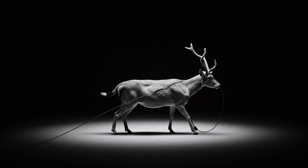 Deer with Cord in Black and White