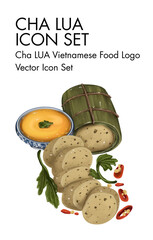Cha lua vietnamese Food logo vector Icon set