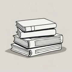 Minimalistic line art of books
