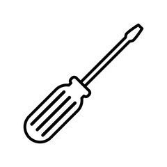 Screwdriver line icon on white background, Vector illustration design.