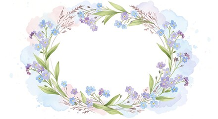 Forget-Me-Not Floral Wreath: Delicate Watercolor Design