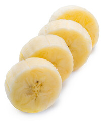 Fresh Banana slice isolated on white background, Organic Banana on white background with work path.	
