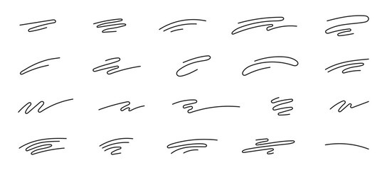 Hand drawn underline doodle set of minimalist outline decorative graphic elements for yours illustration and creative designs projects