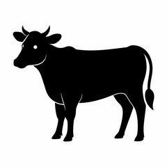Black Cow Silhouette Vector Illustration
