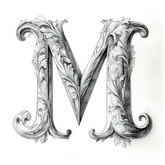 Ornate capital letter 'M' design