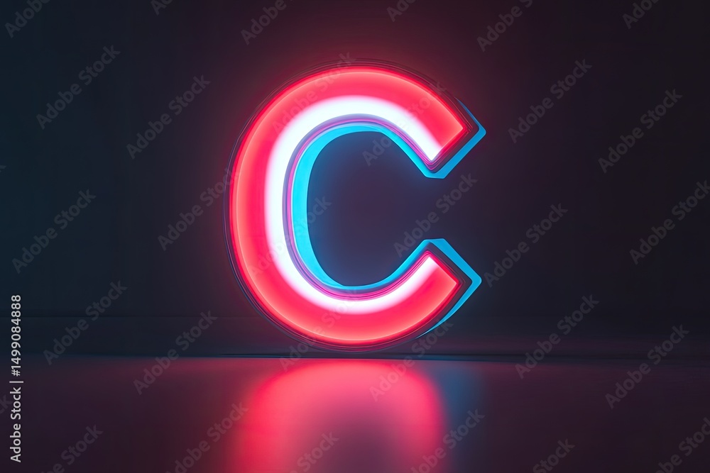 Poster glowing neon letter 