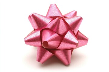 Festive, star-shaped pink ribbon bow