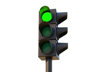 Green traffic light isolated on white background PNG