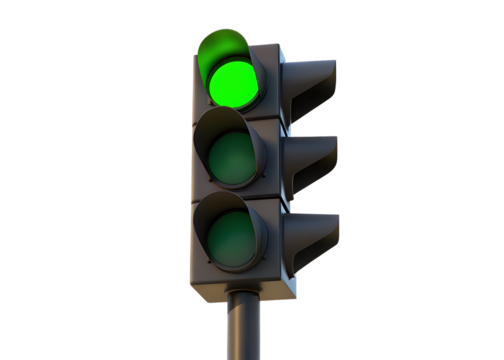 Green traffic light isolated on white background PNG
