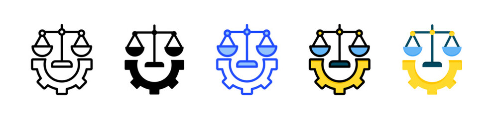Scales Justice Icon Collection With Multiple Styles