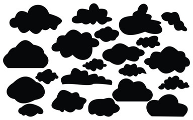 Silhouetted, Cloudscape, Vector, Collection, Black, Clouds, Sky