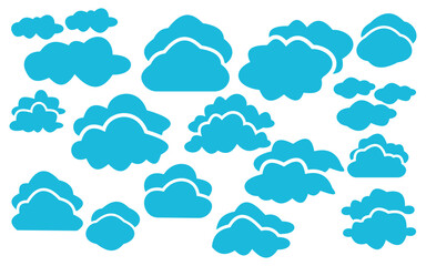 Obraz premium Silhouetted, Cloudscape, Vector, Collection, Black, Clouds, Sky